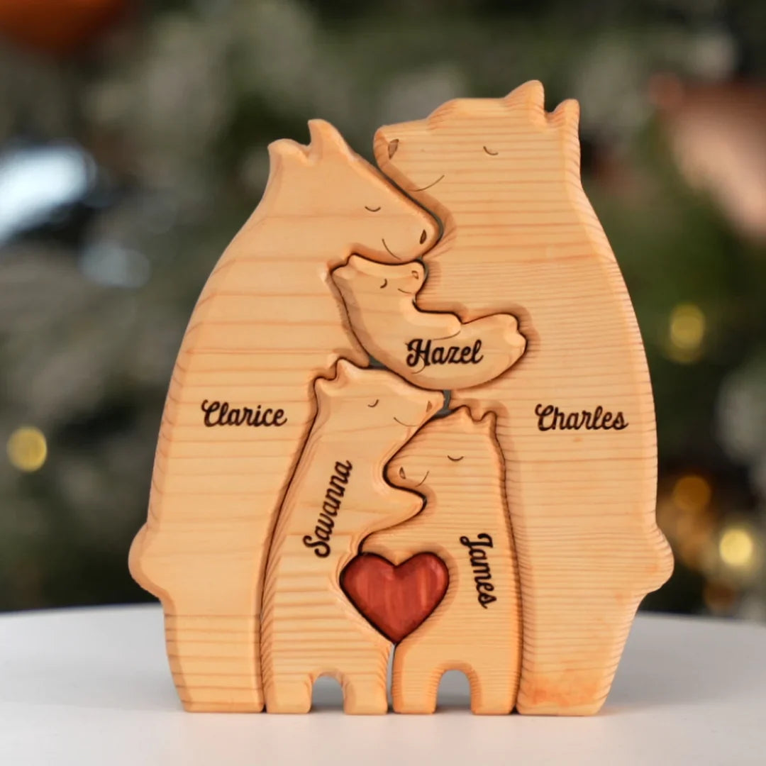 Personalized wooden family bear puzzle